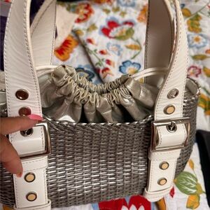 Stylish vintage Silver and White Women's Bag